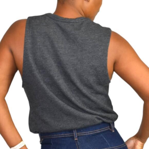 Moss Copenhagen Muscle Tee Grey Tank Top Cutoff Sweatshirt Graphic Size XS - Picture 5 of 13